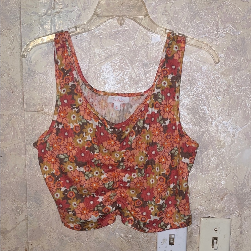 Multi color floral colsie bra top (XL)